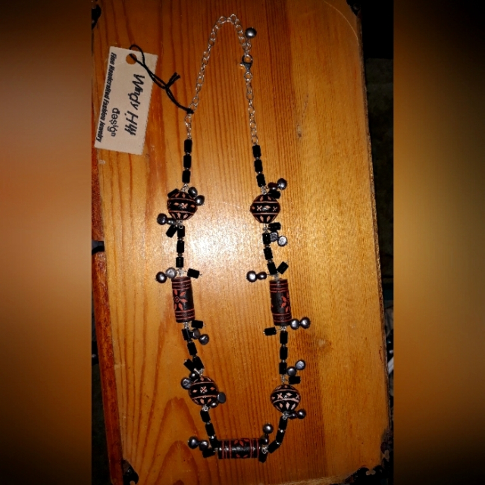 Black and Brown Beaded Necklace